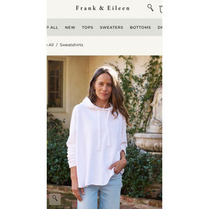 New Frank & Eileen White Hooded Pullover Sweatshirt L Kane